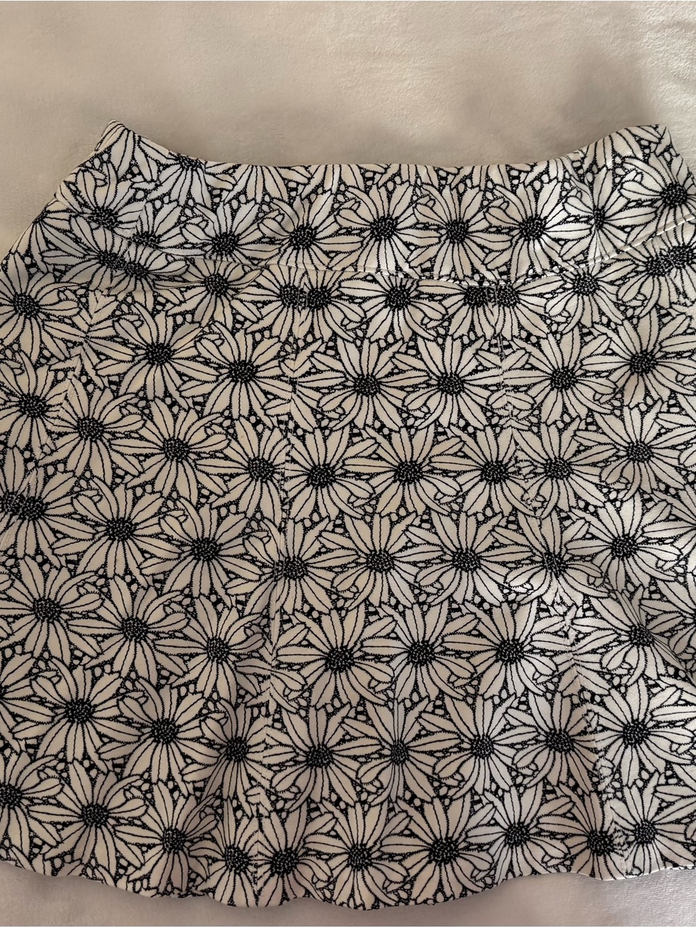 J. McLaughlin Black and White Floral A-Line Skirt